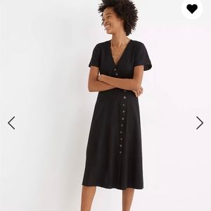 Madewell Black Button-Front Midi Dress